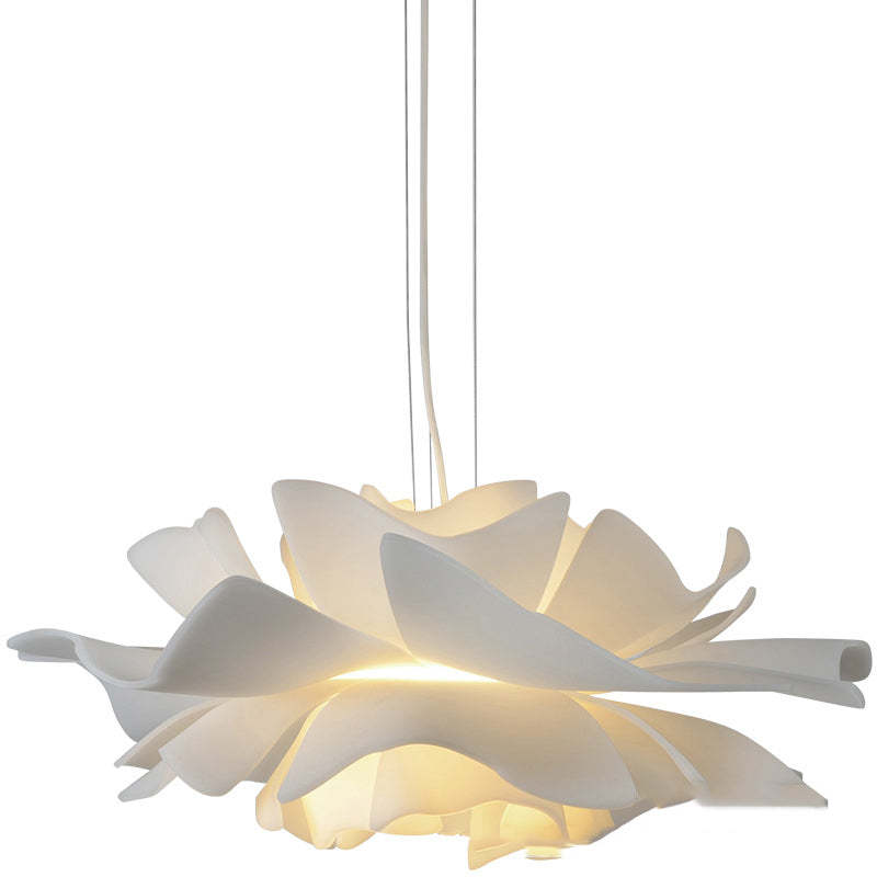 Liora Bloom Floral Pendant Light With White Metal Finish And Clear Acrylic