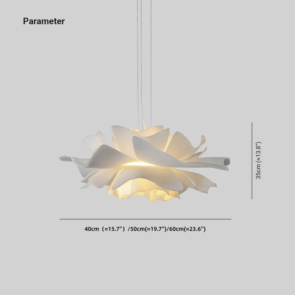 Liora Bloom Floral Pendant Light With White Metal Finish And Clear Acrylic