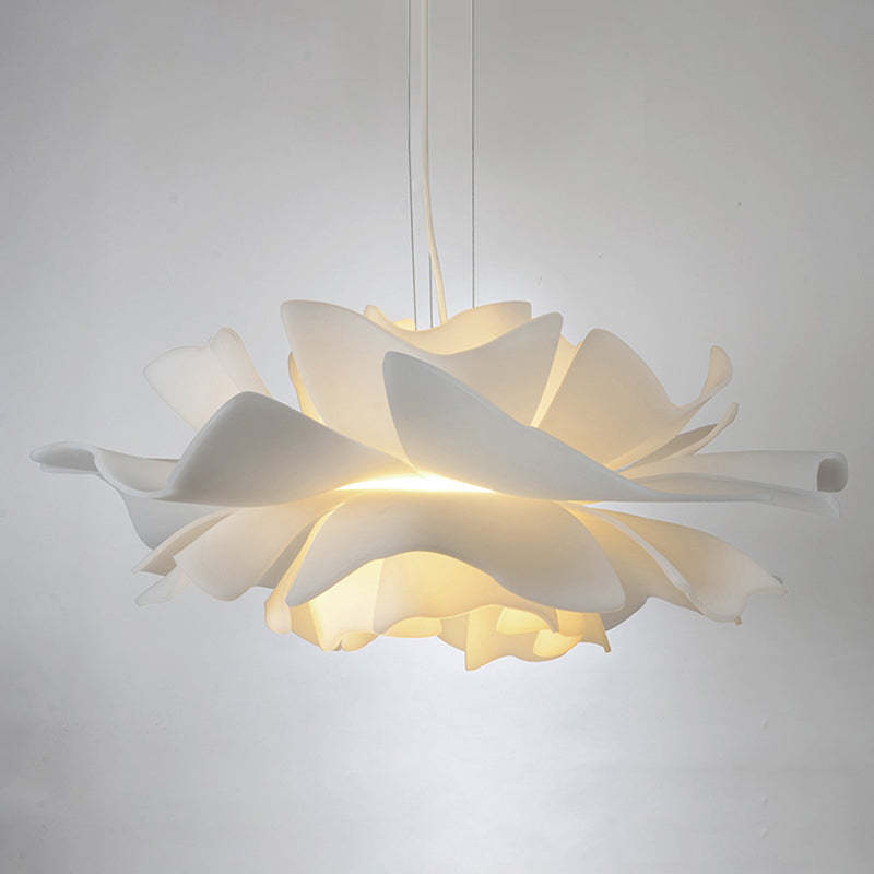 Liora Bloom Floral Pendant Light With White Metal Finish And Clear Acrylic