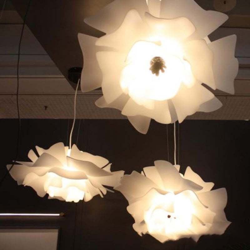Liora Bloom Floral Pendant Light With White Metal Finish And Clear Acrylic