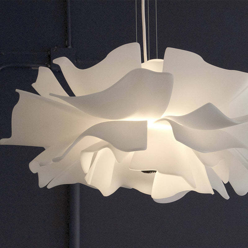 Liora Bloom Floral Pendant Light With White Metal Finish And Clear Acrylic