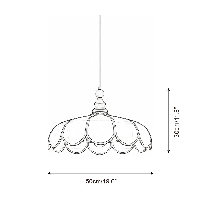 Pendulă cu design botanic și abajur cu margine ondulată | Ormexis
