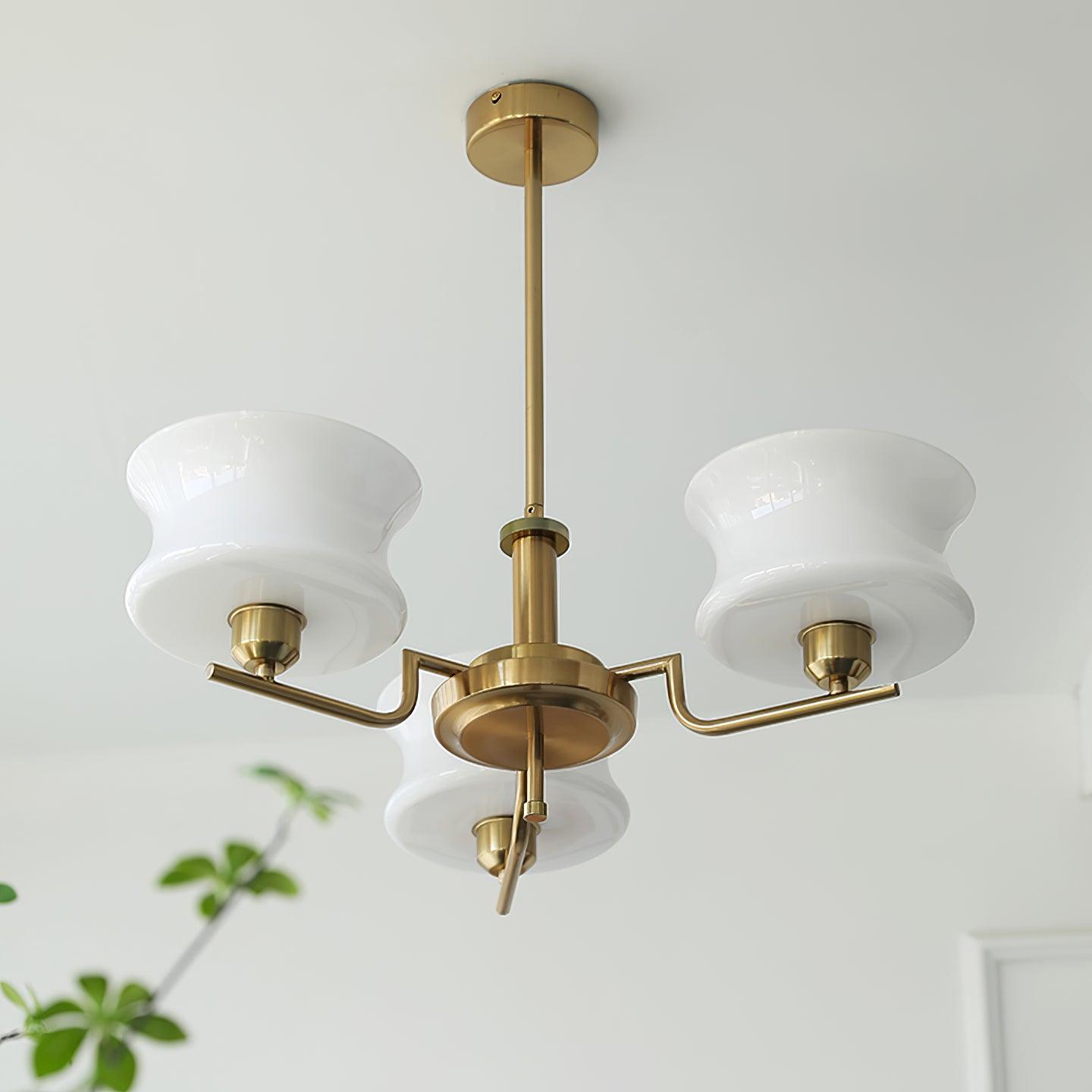 Vintage Gold Glass Ceiling Chandelier Light Fixture | Ormexis