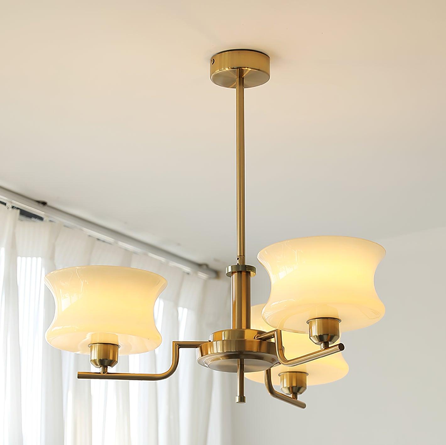 Vintage Gold Glass Ceiling Chandelier Light Fixture | Ormexis