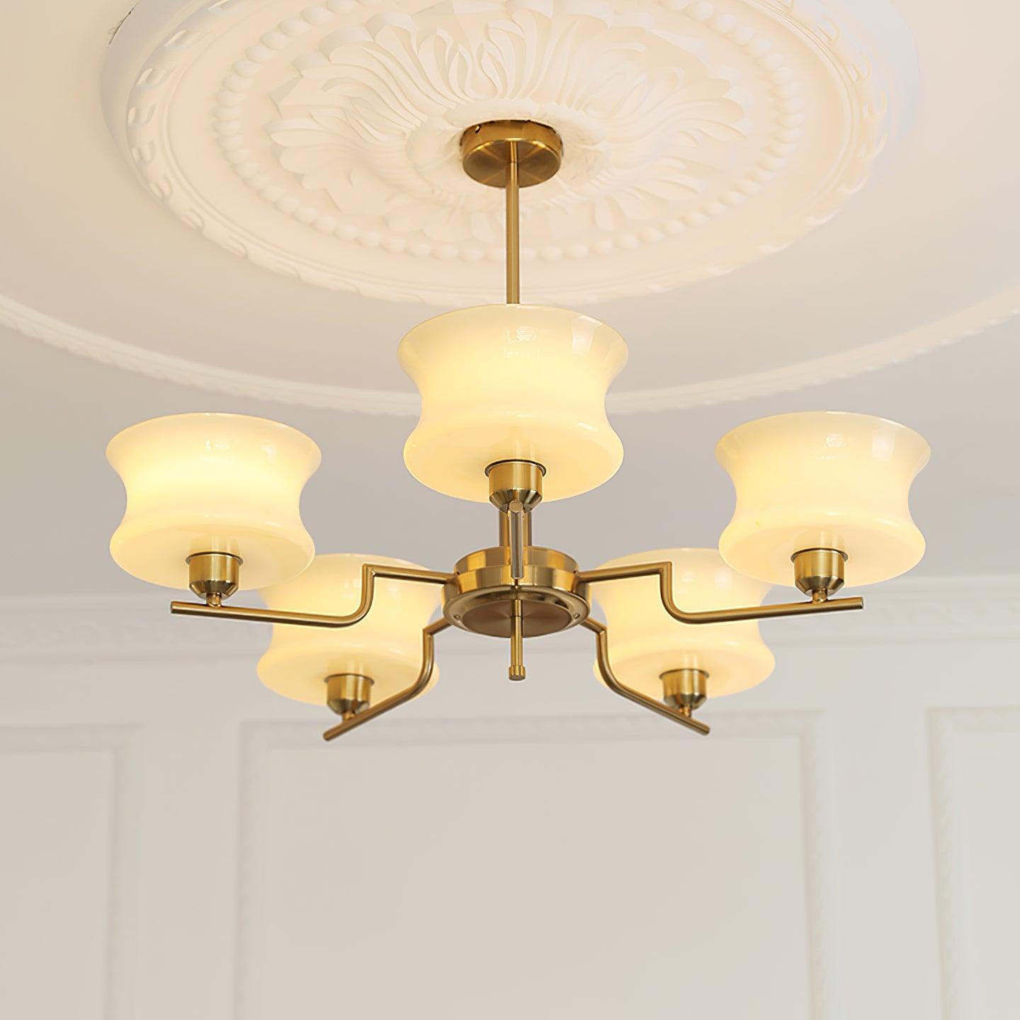 Vintage Gold Glass Ceiling Chandelier Light Fixture | Ormexis
