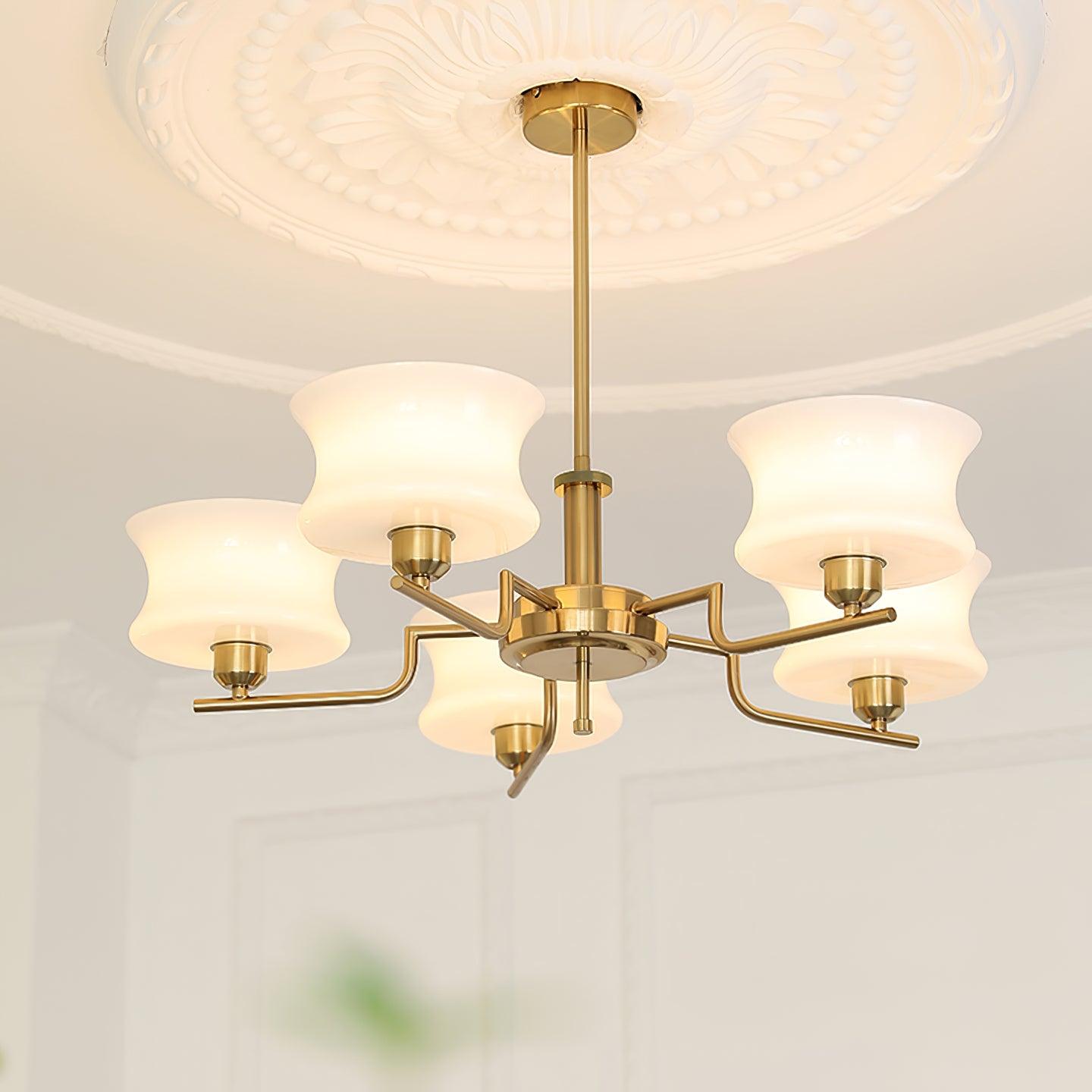 Vintage Gold Glass Ceiling Chandelier Light Fixture | Ormexis