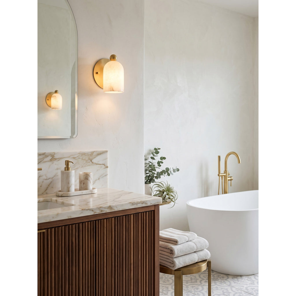 Aplique de pared en forma de cúpula Calla de alabastro | Ormexis