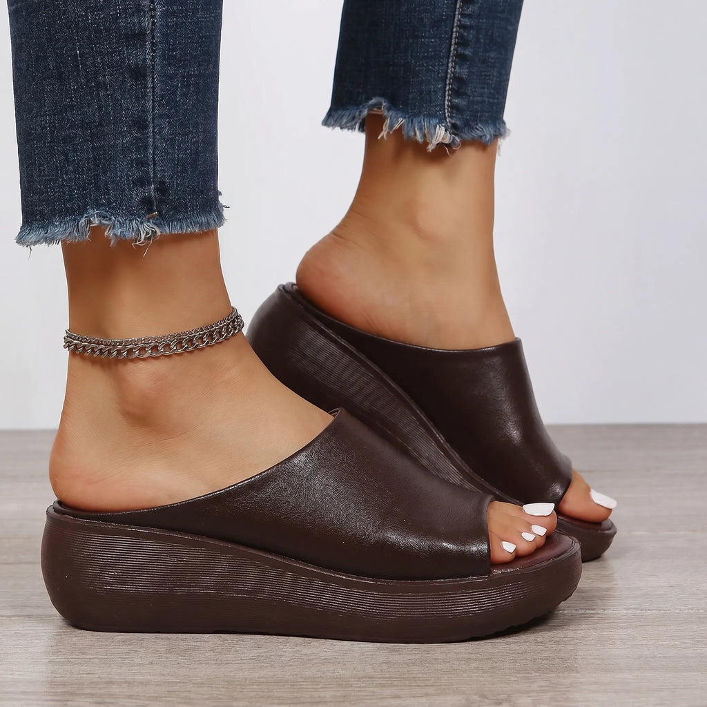Open-Toe Wedge Slip-On Sandals -  Everyday Summer Walking - Ormexis