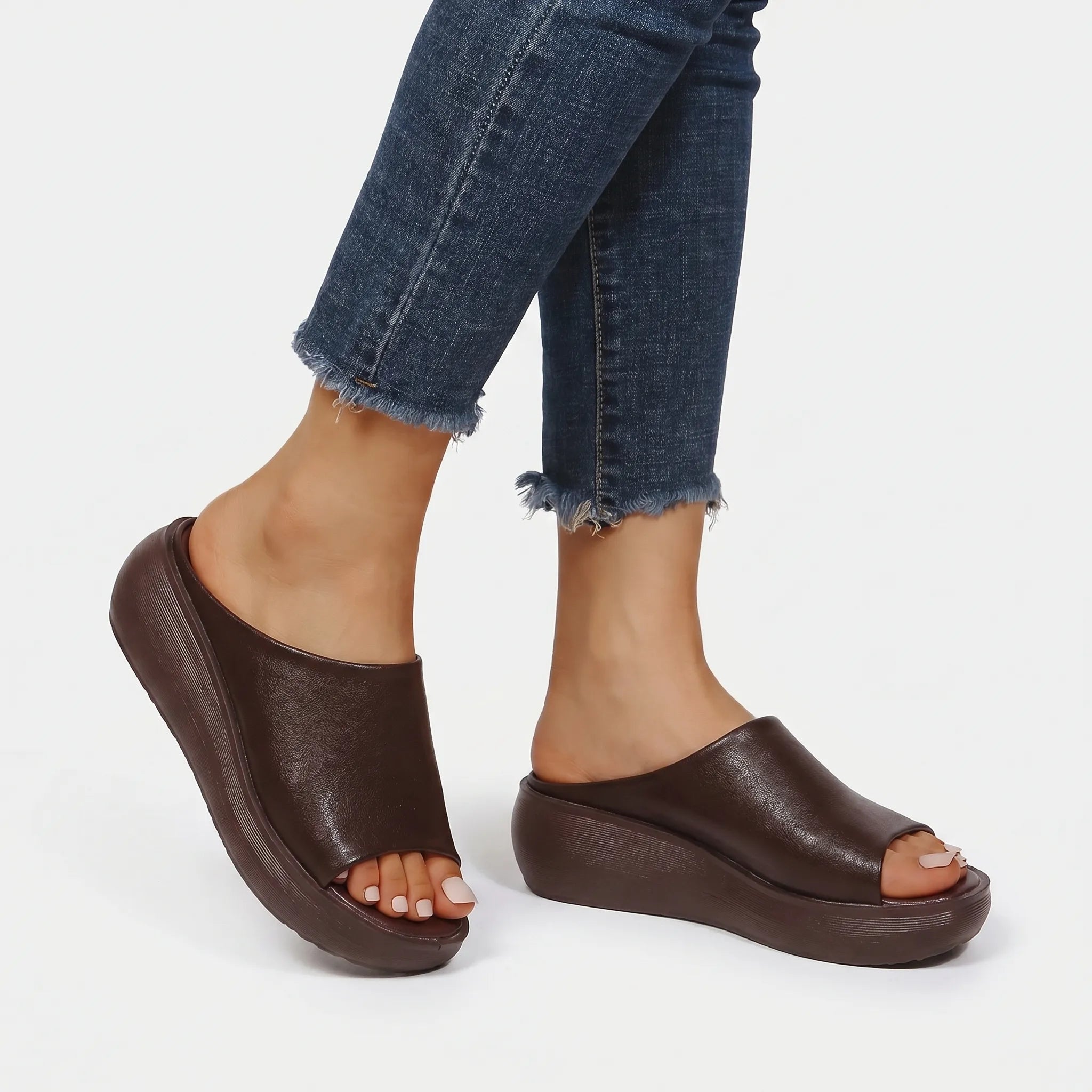 Open-Toe Wedge Slip-On Sandals -  Everyday Summer Walking - Ormexis