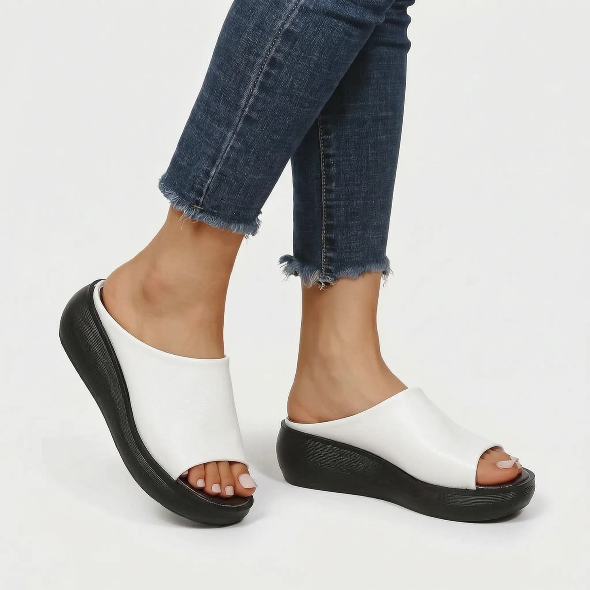 Open-Toe Wedge Slip-On Sandals -  Everyday Summer Walking - Ormexis