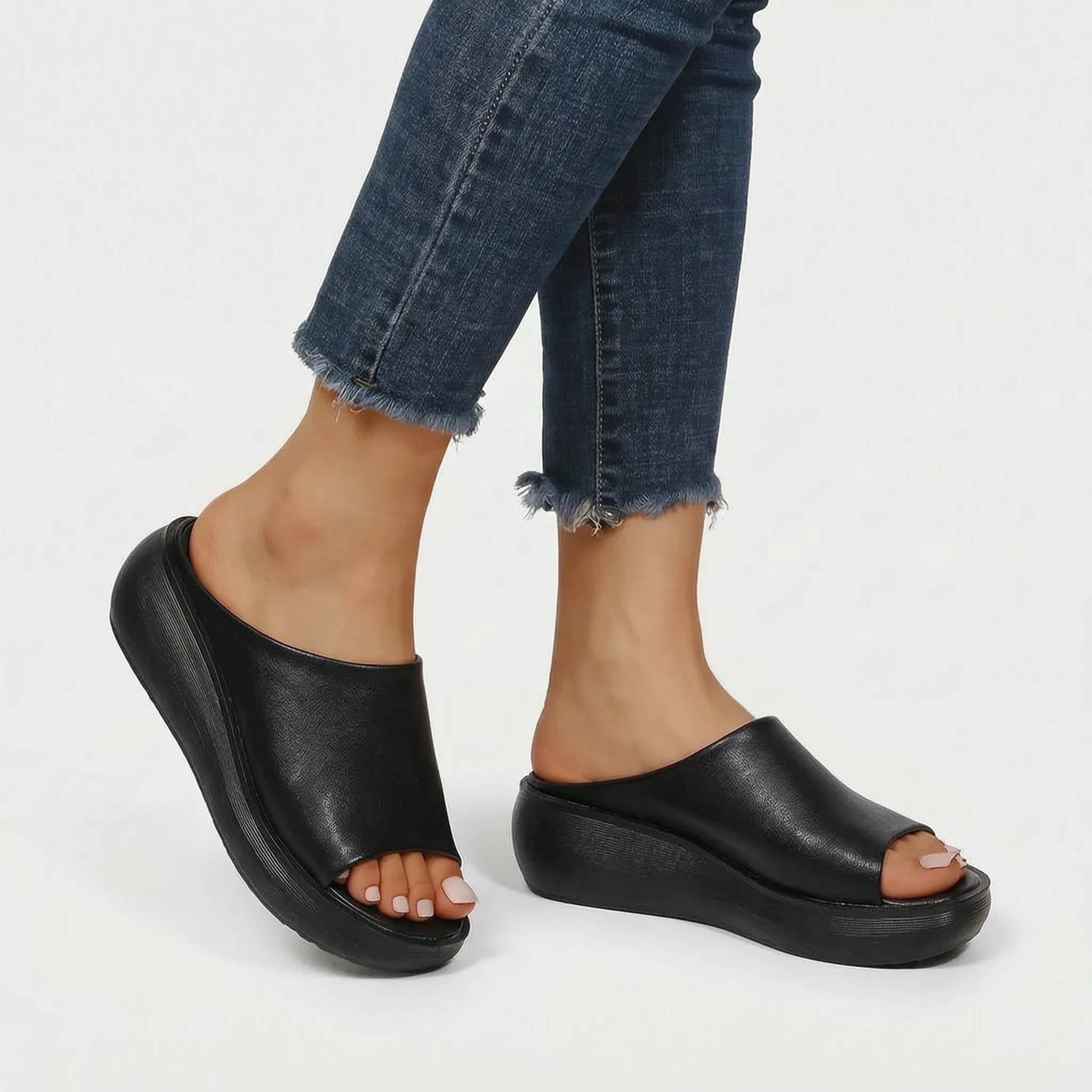 Open-Toe Wedge Slip-On Sandals -  Everyday Summer Walking - Ormexis