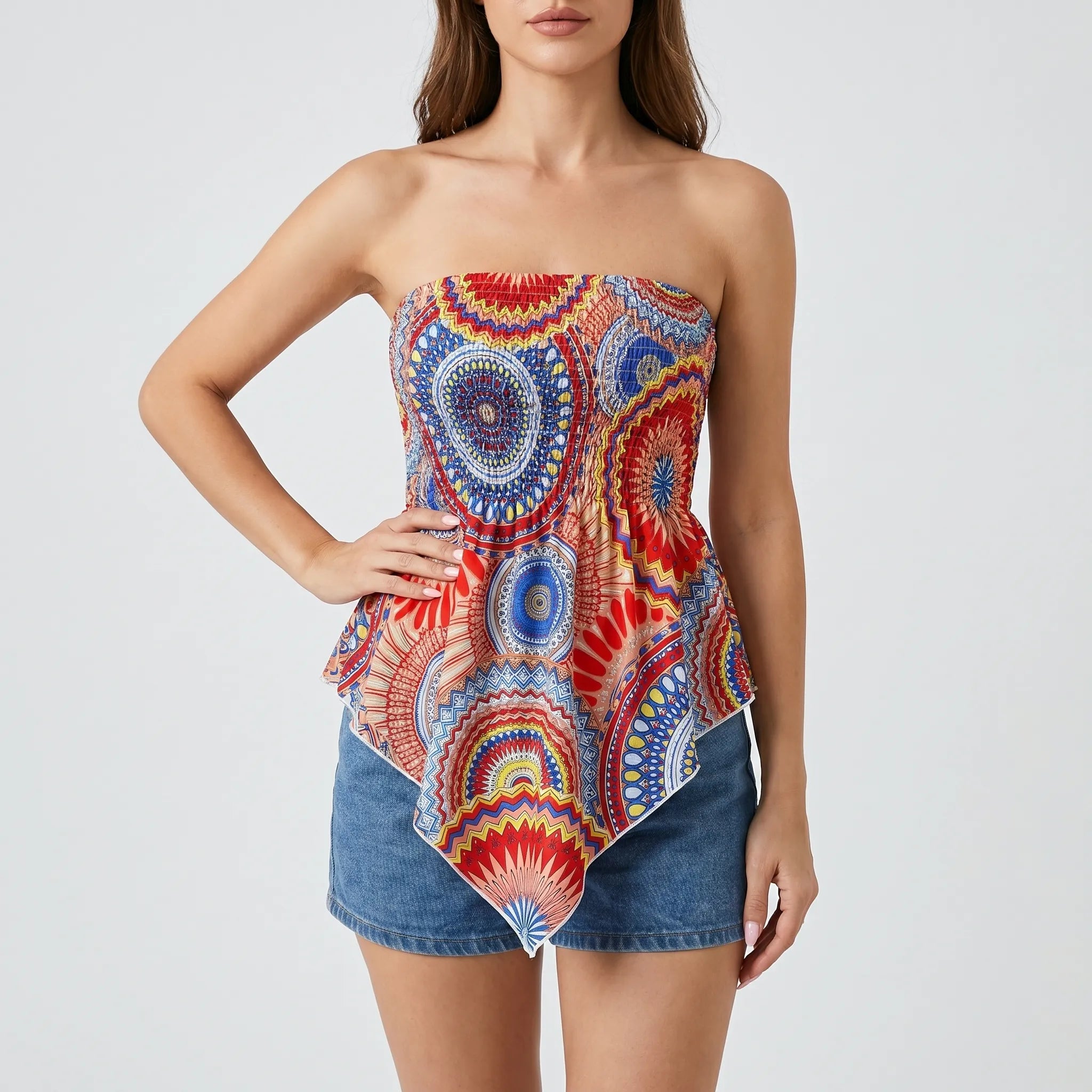 Strapless Smocked Bohemian Top -  Warm Weather Styling - Ormexis