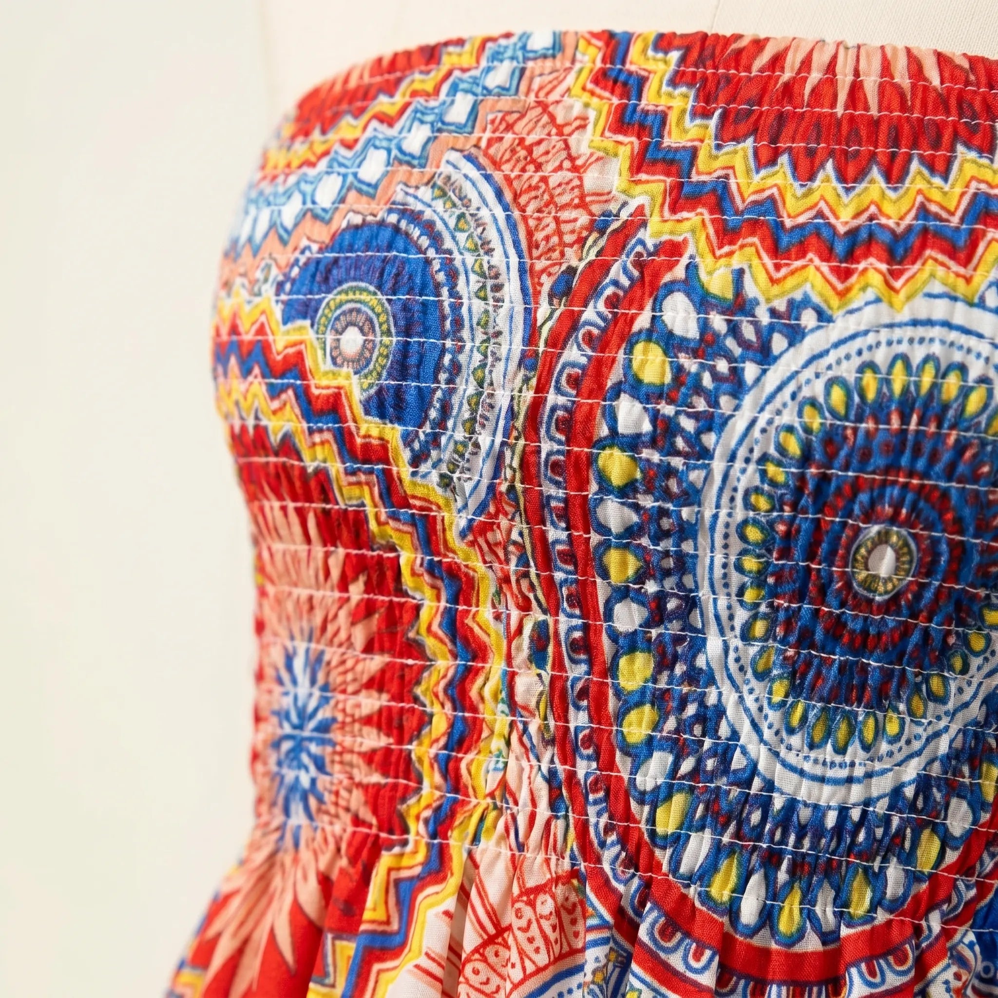 Strapless Smocked Bohemian Top -  Warm Weather Styling - Ormexis
