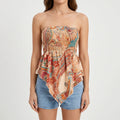 Strapless Smocked Bohemian Top -  Warm Weather Styling - Ormexis