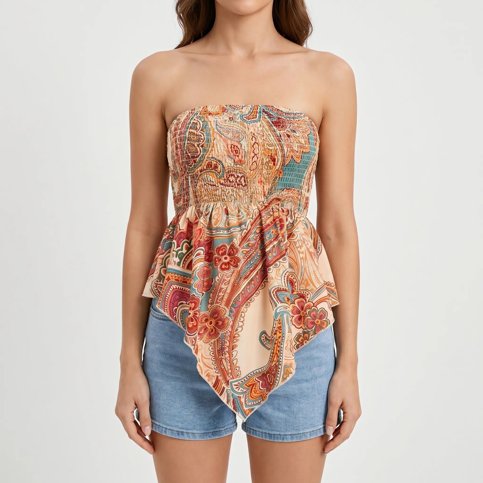 Strapless Smocked Bohemian Top -  Warm Weather Styling - Ormexis