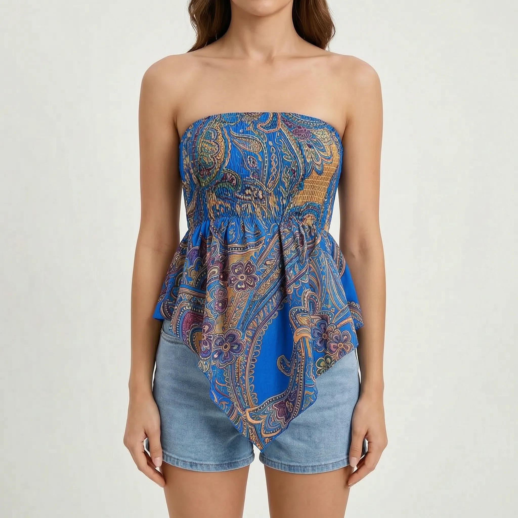 Strapless Smocked Bohemian Top -  Warm Weather Styling - Ormexis