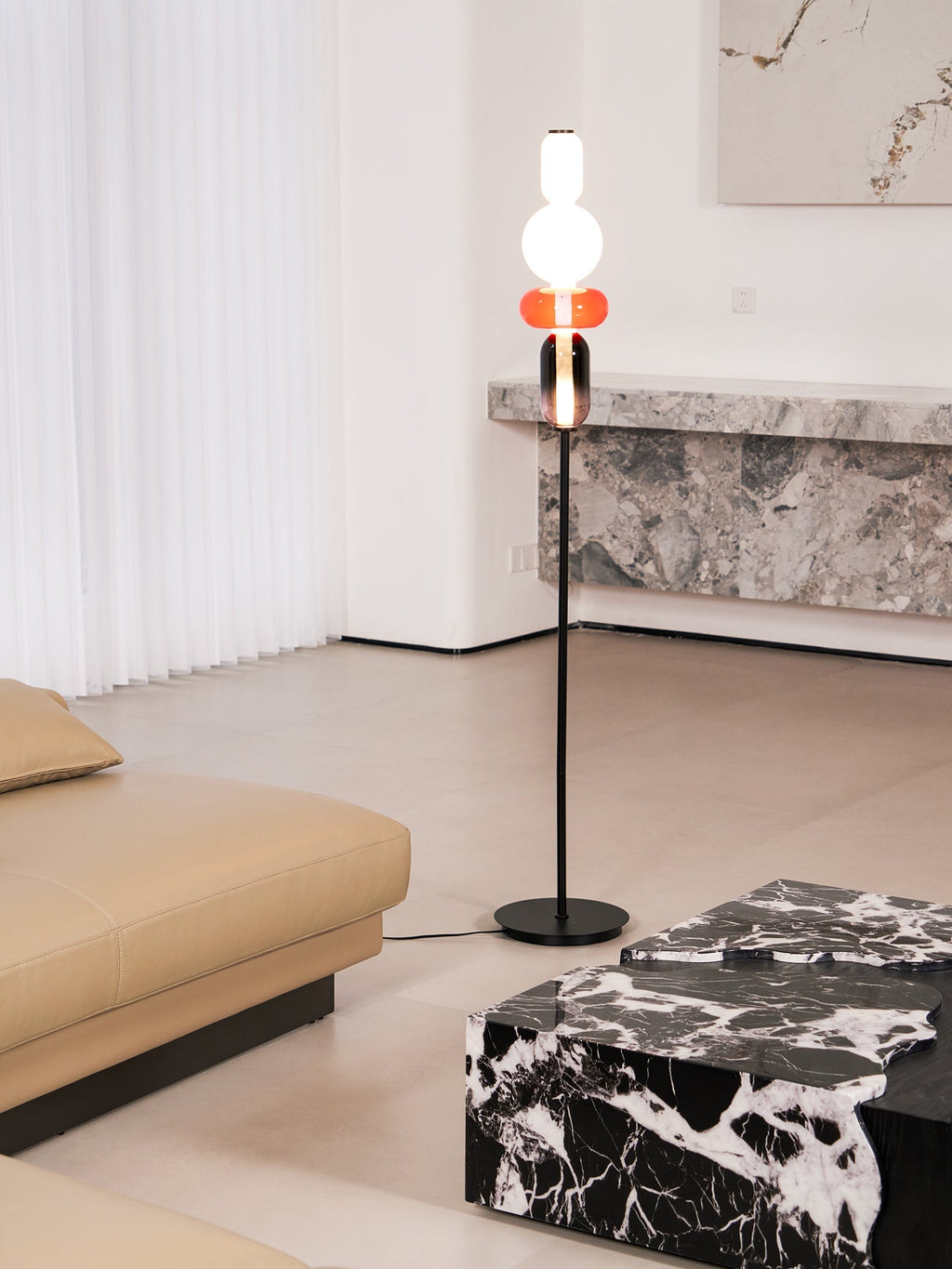 Moderne led-vloerlamp van gekleurd glas | Ormexis