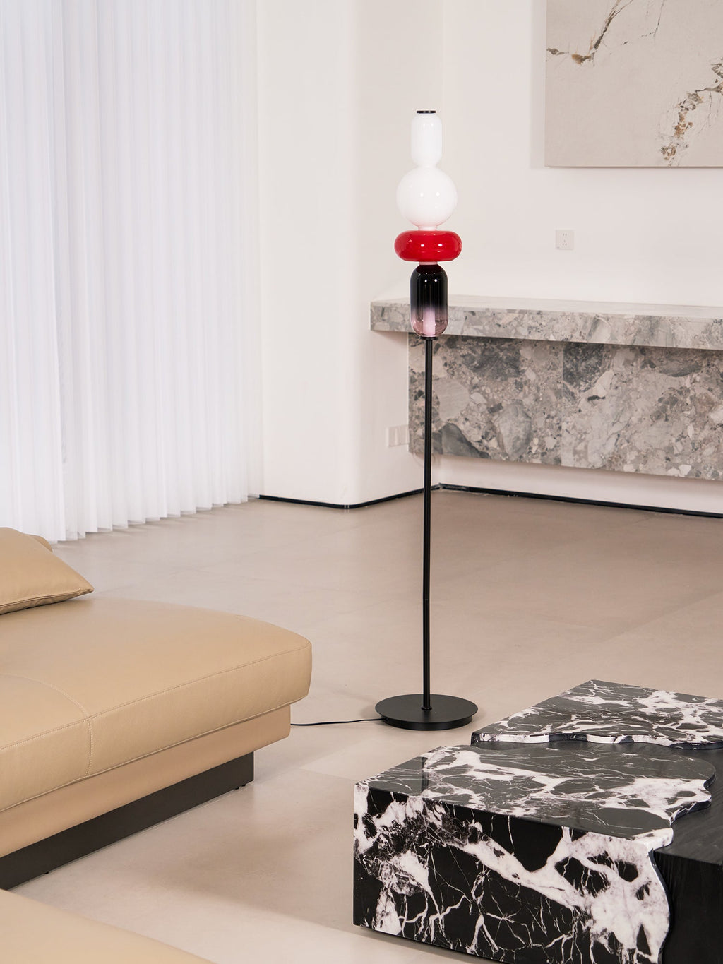 Moderne led-vloerlamp van gekleurd glas | Ormexis