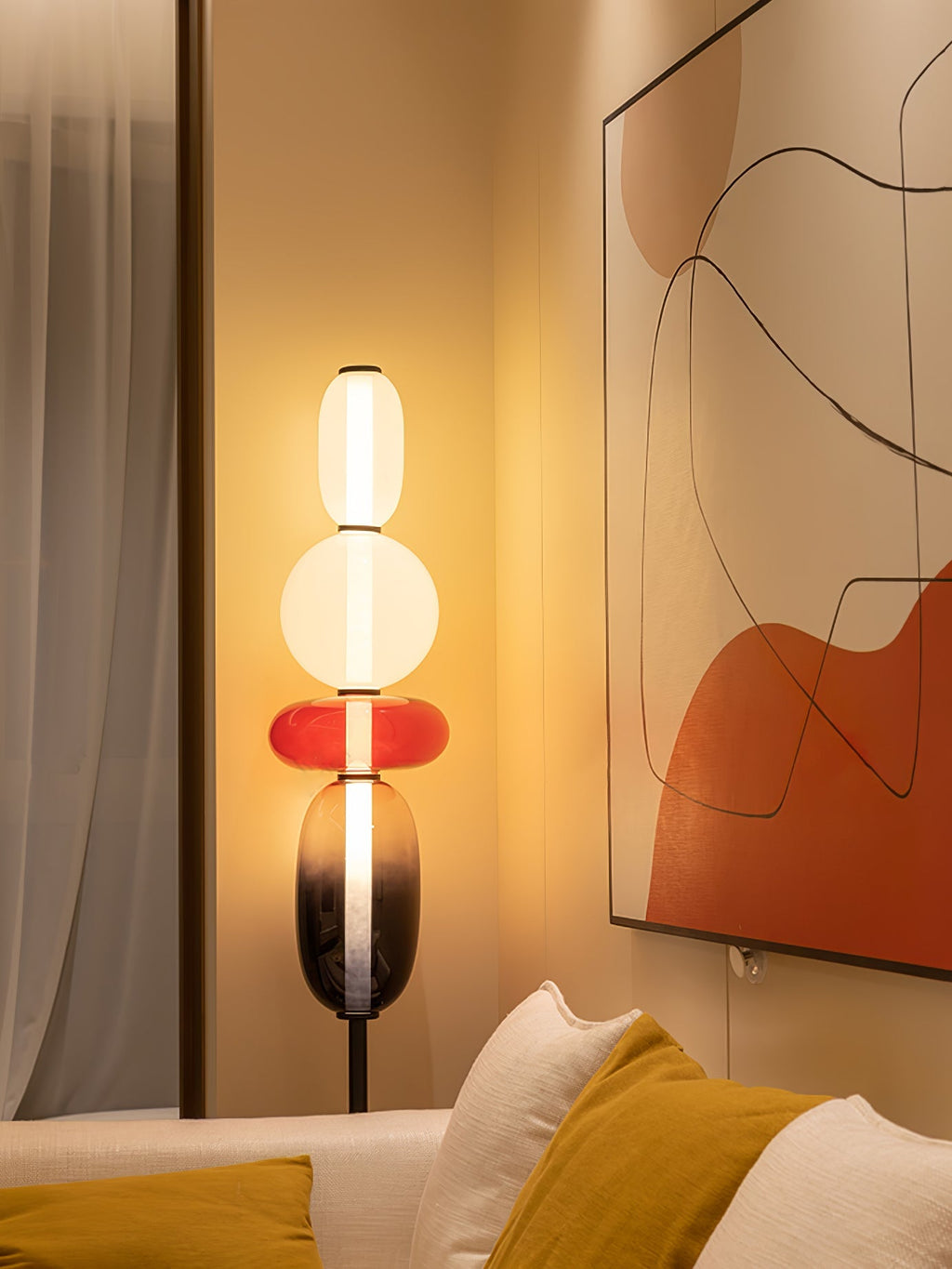 Moderne led-vloerlamp van gekleurd glas | Ormexis