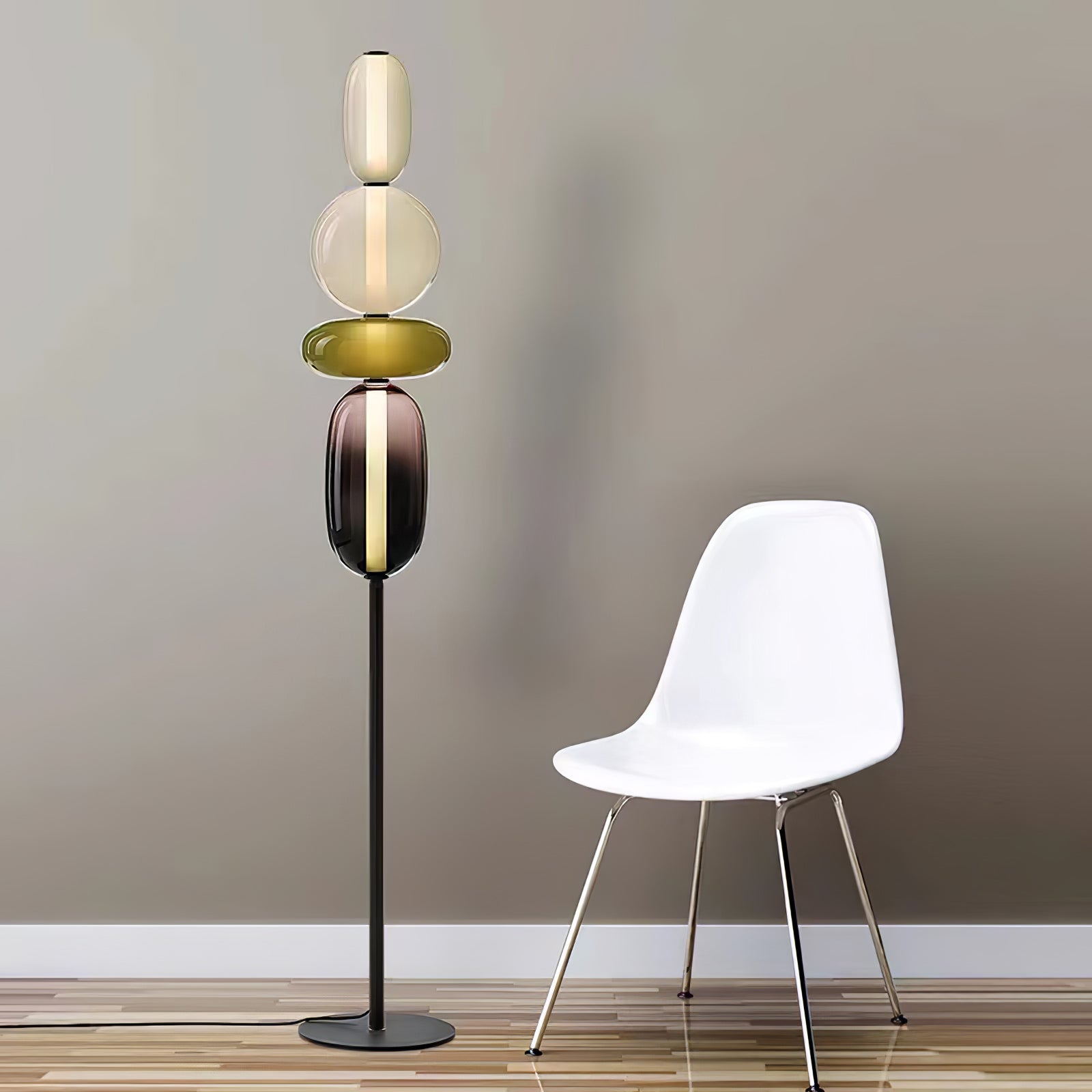Moderne led-vloerlamp van gekleurd glas | Ormexis