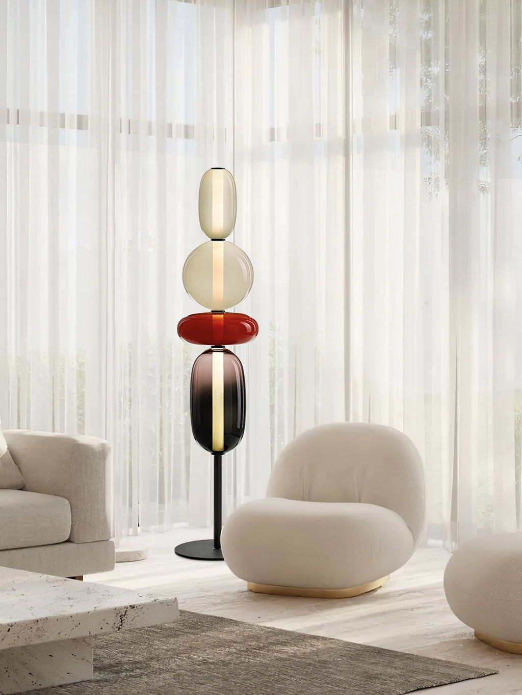 Moderne led-vloerlamp van gekleurd glas | Ormexis