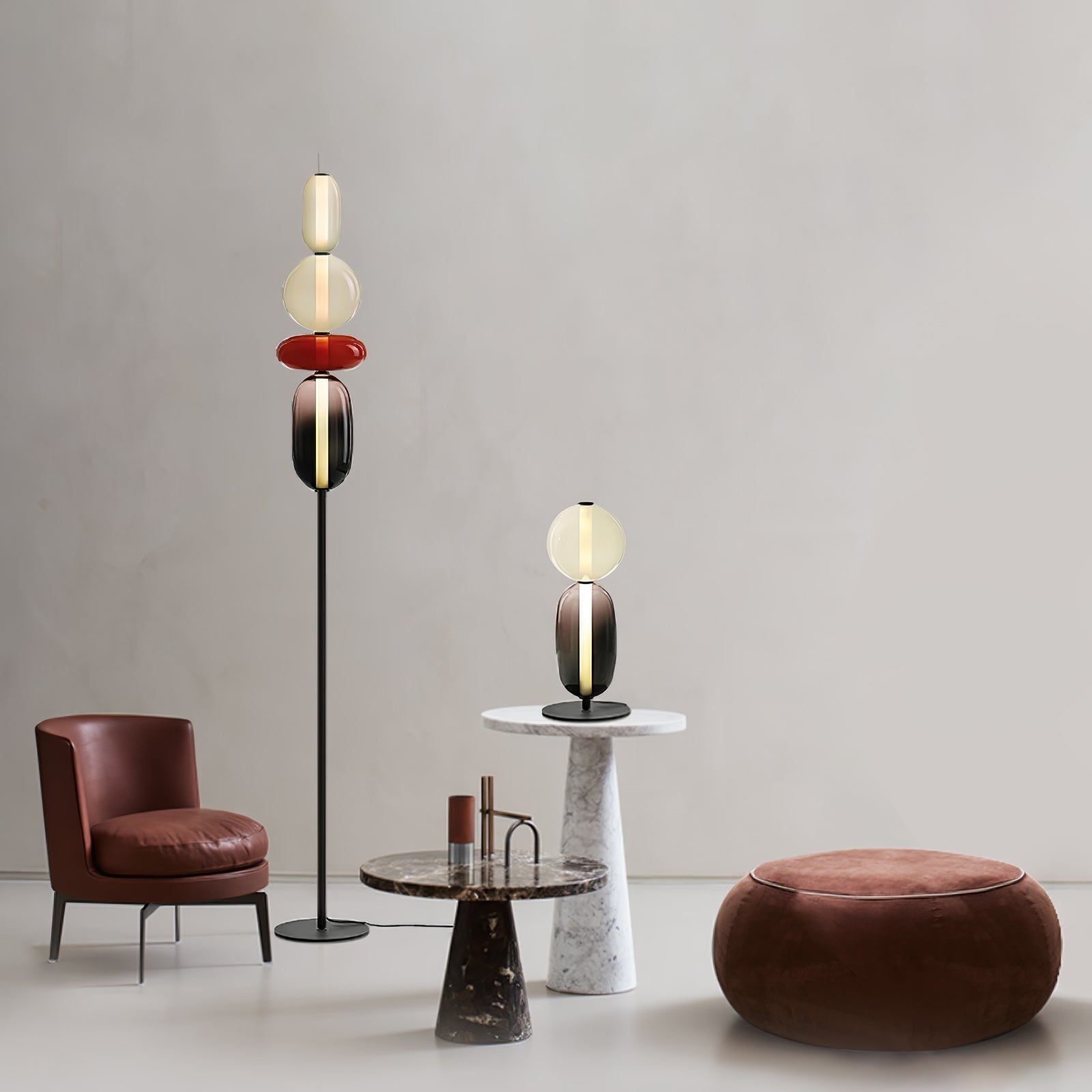 Moderne led-vloerlamp van gekleurd glas | Ormexis