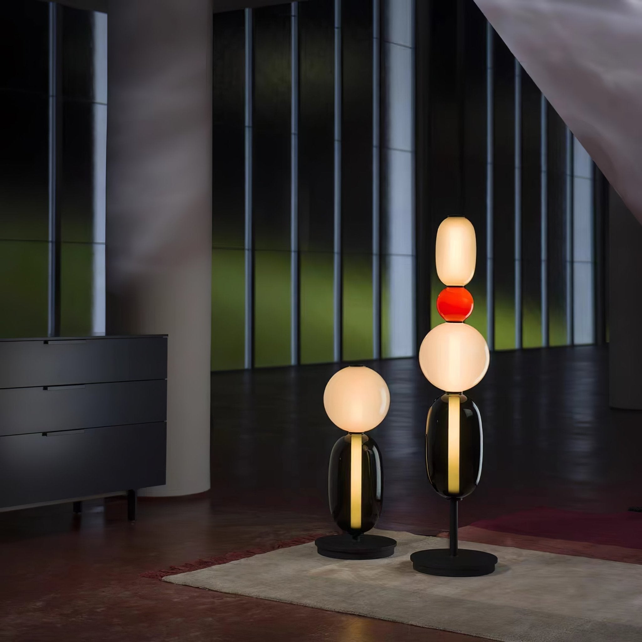 Moderne led-vloerlamp van gekleurd glas | Ormexis