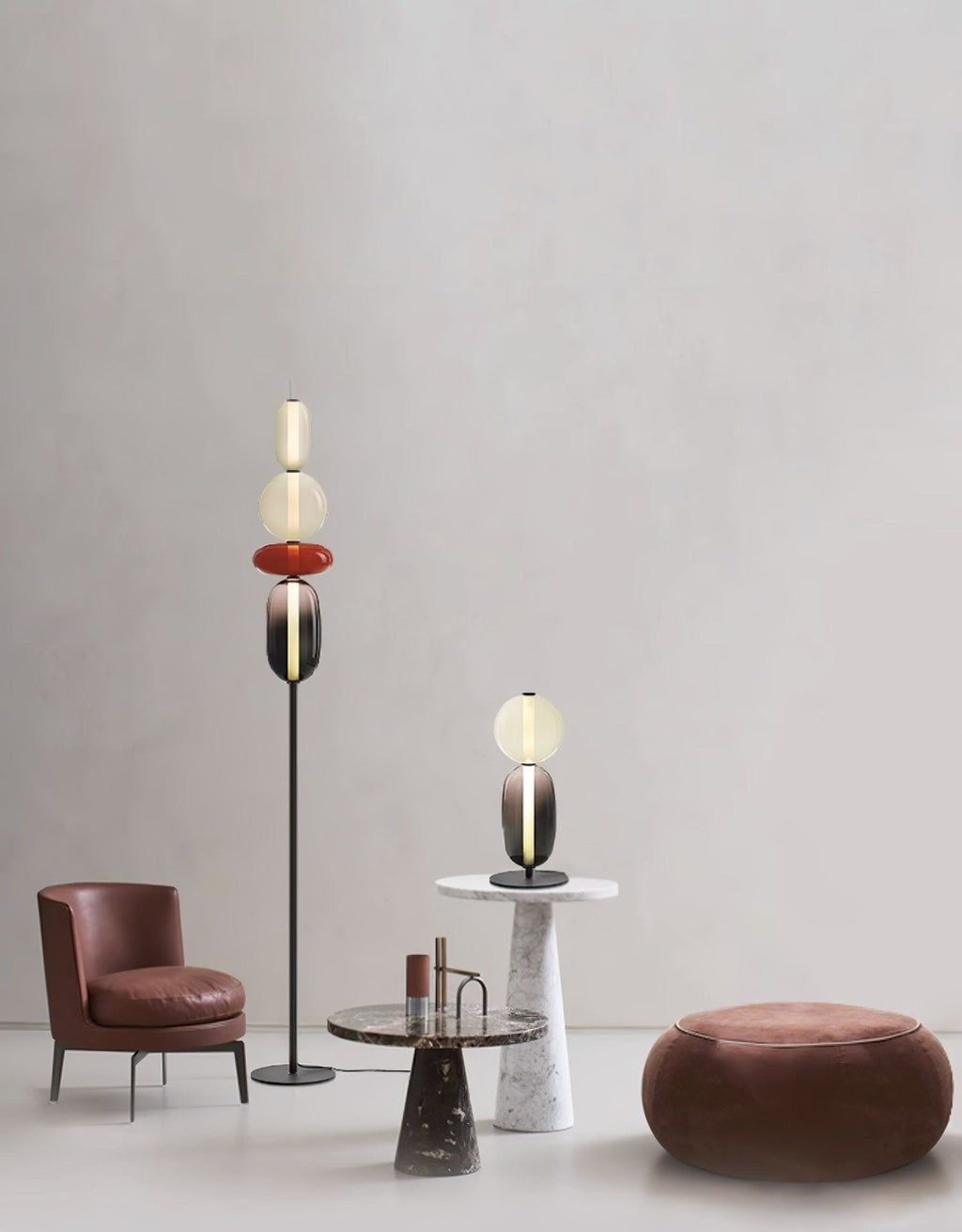 Moderne led-vloerlamp van gekleurd glas | Ormexis