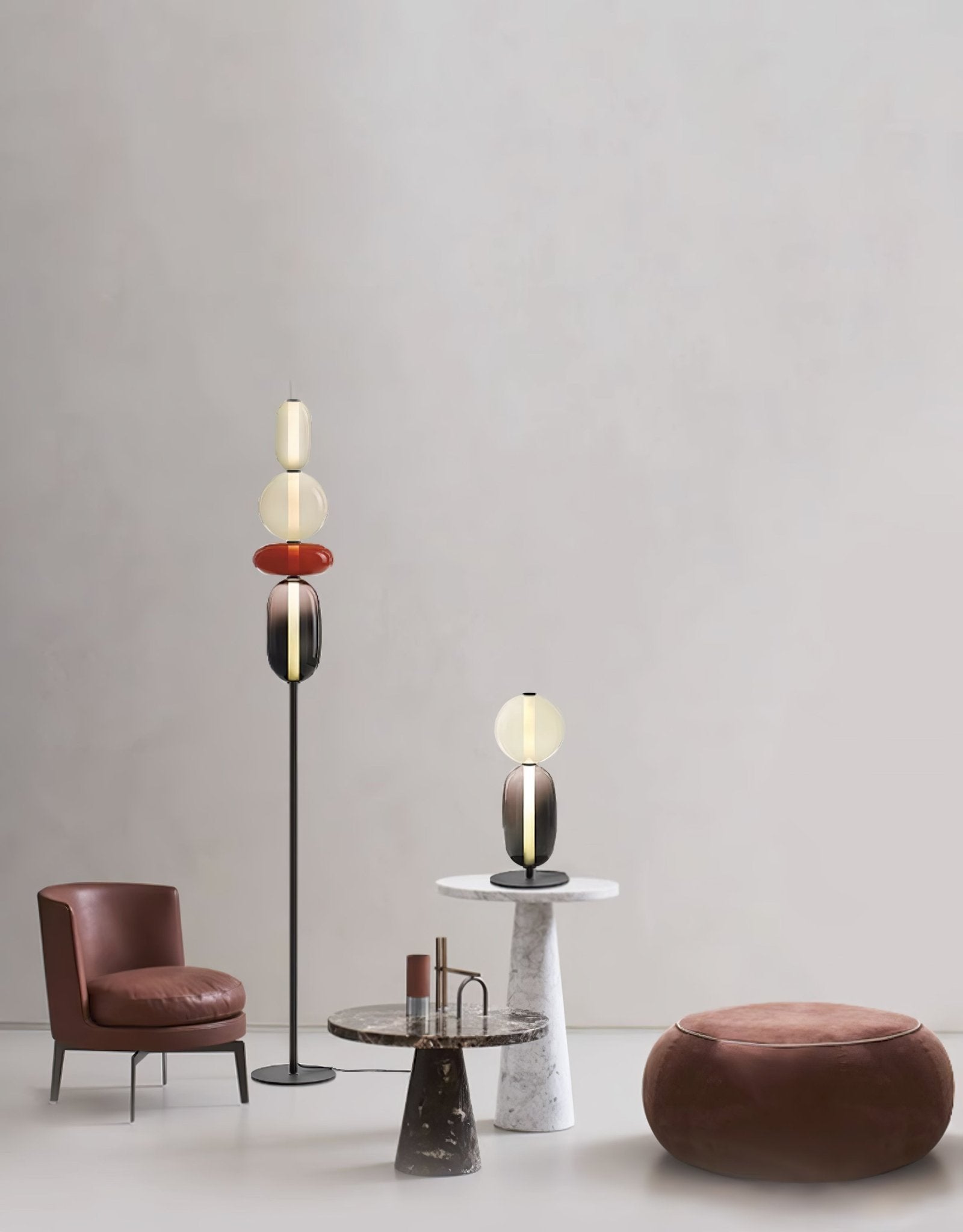 Moderne led-vloerlamp van gekleurd glas | Ormexis
