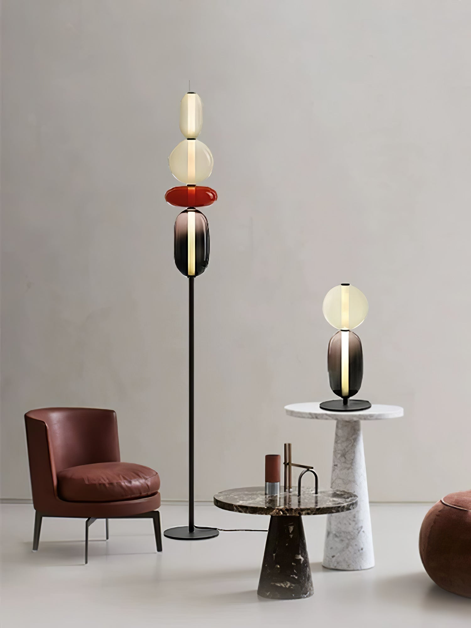 Moderne led-vloerlamp van gekleurd glas | Ormexis