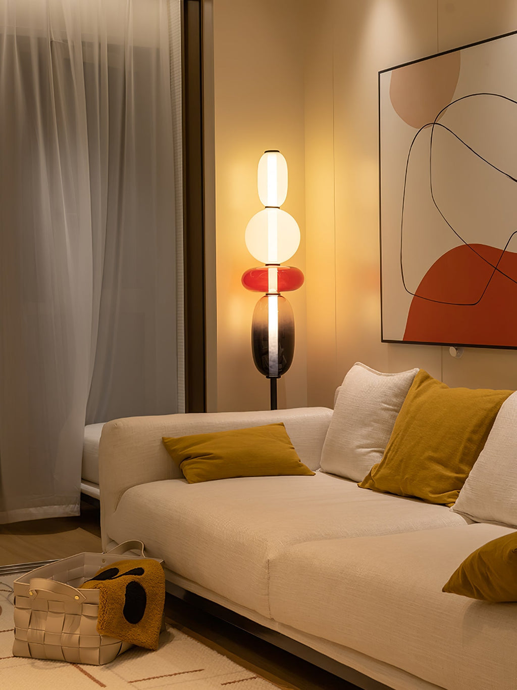 Moderne led-vloerlamp van gekleurd glas | Ormexis