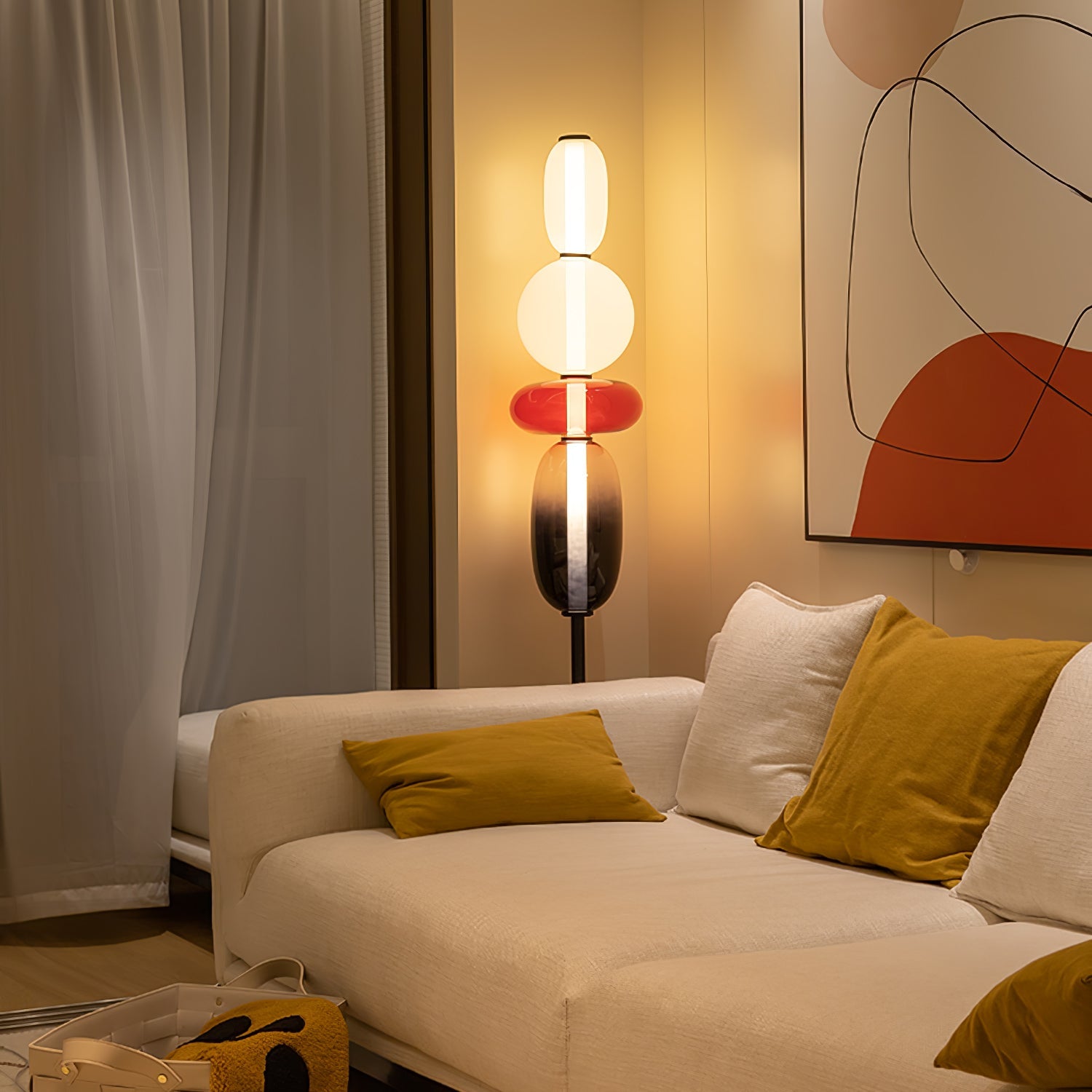 Moderne led-vloerlamp van gekleurd glas | Ormexis