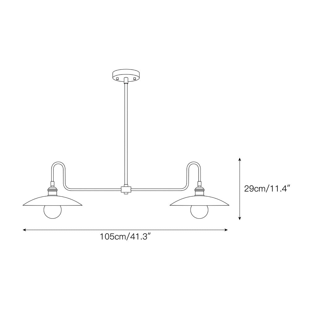 Lustre linéaire pour îlot à 2 lumières en laiton, col de cygne | Ormexis