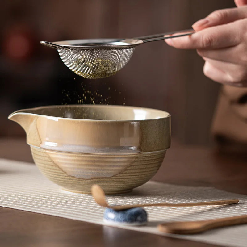 7-delt keramisk matcha-sæt til traditionel teceremoni