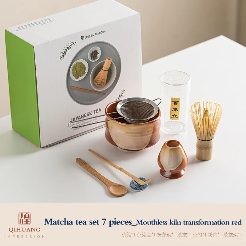 7-delt keramisk matcha-sæt til traditionel teceremoni