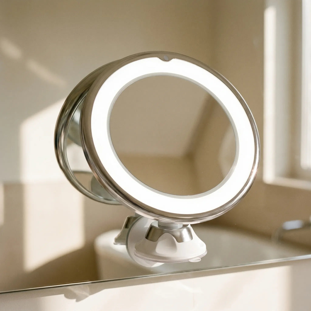LED Illuminated Magnifying Mirror -  Applying Detailed Makeup - Ormexis