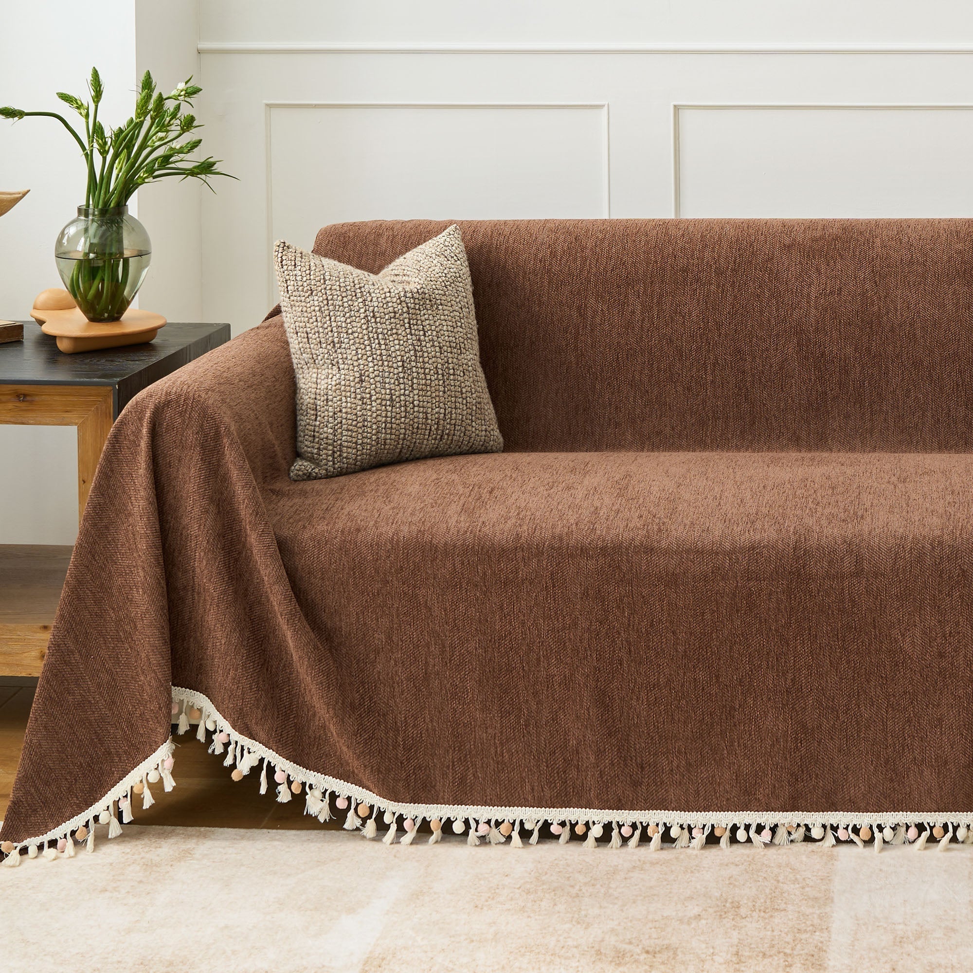 Herringbone Tassel Sofa Cover | Ormexis