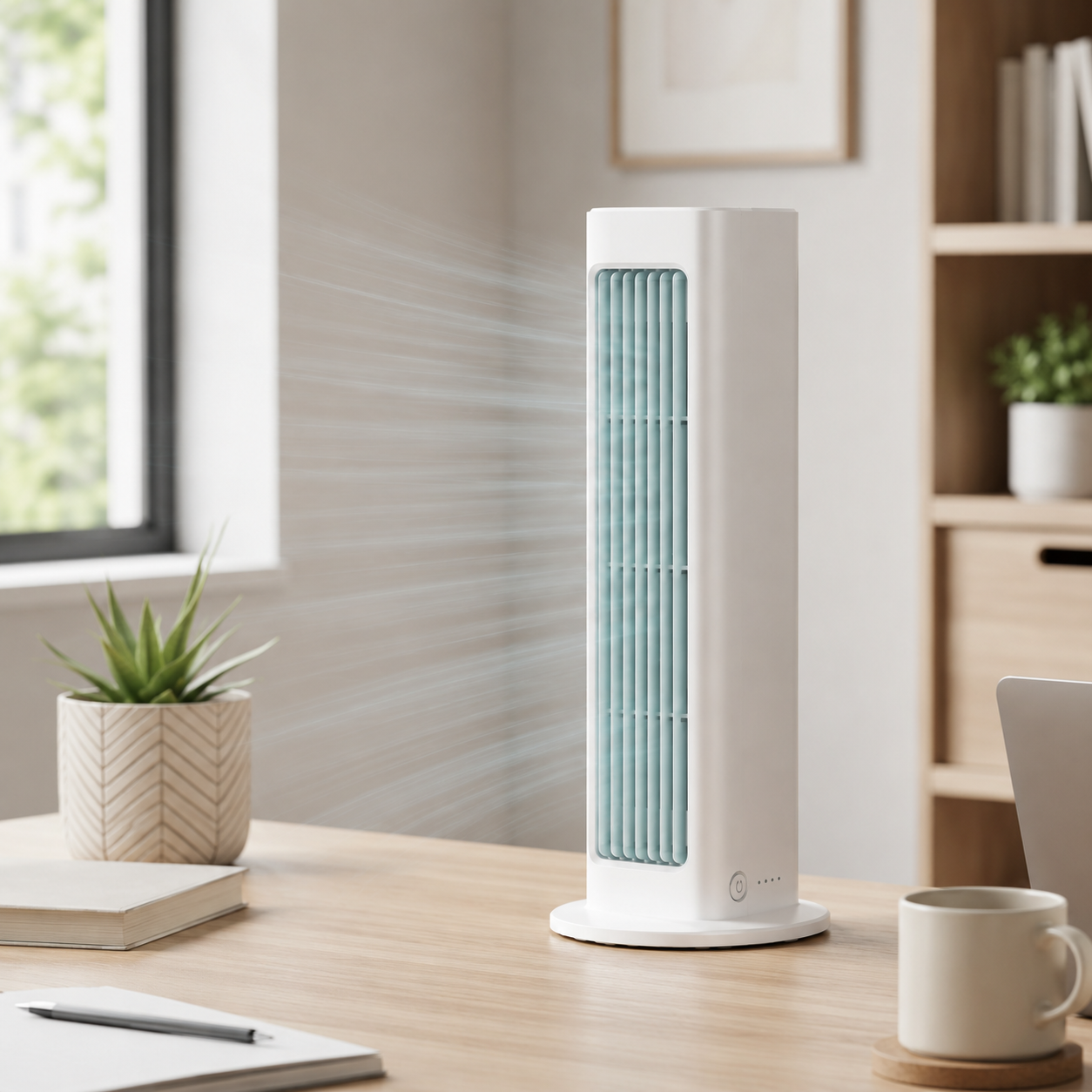 Efficient Airflow From A Compact Tower Fan With Oscillation
