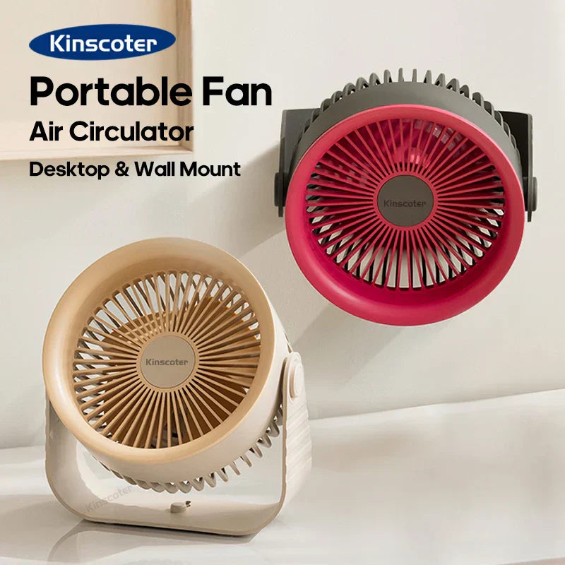 Portable Desk Fan With 3600 mAh Battery And Four Speed Settings For Home Or Travel