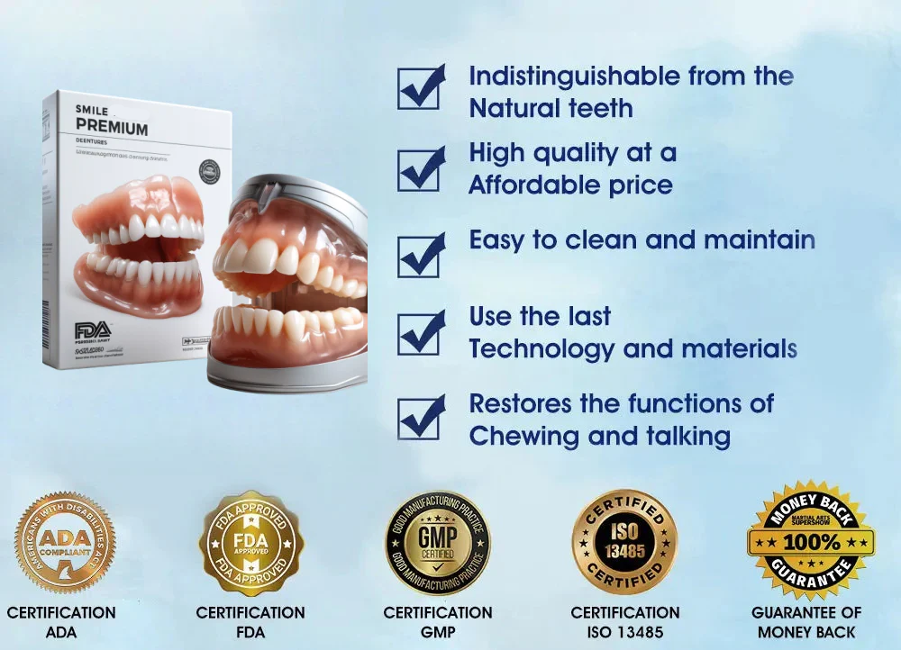 Natural Look Complete Dentures Set With Custom Fit For All Day Comfort And Confidence