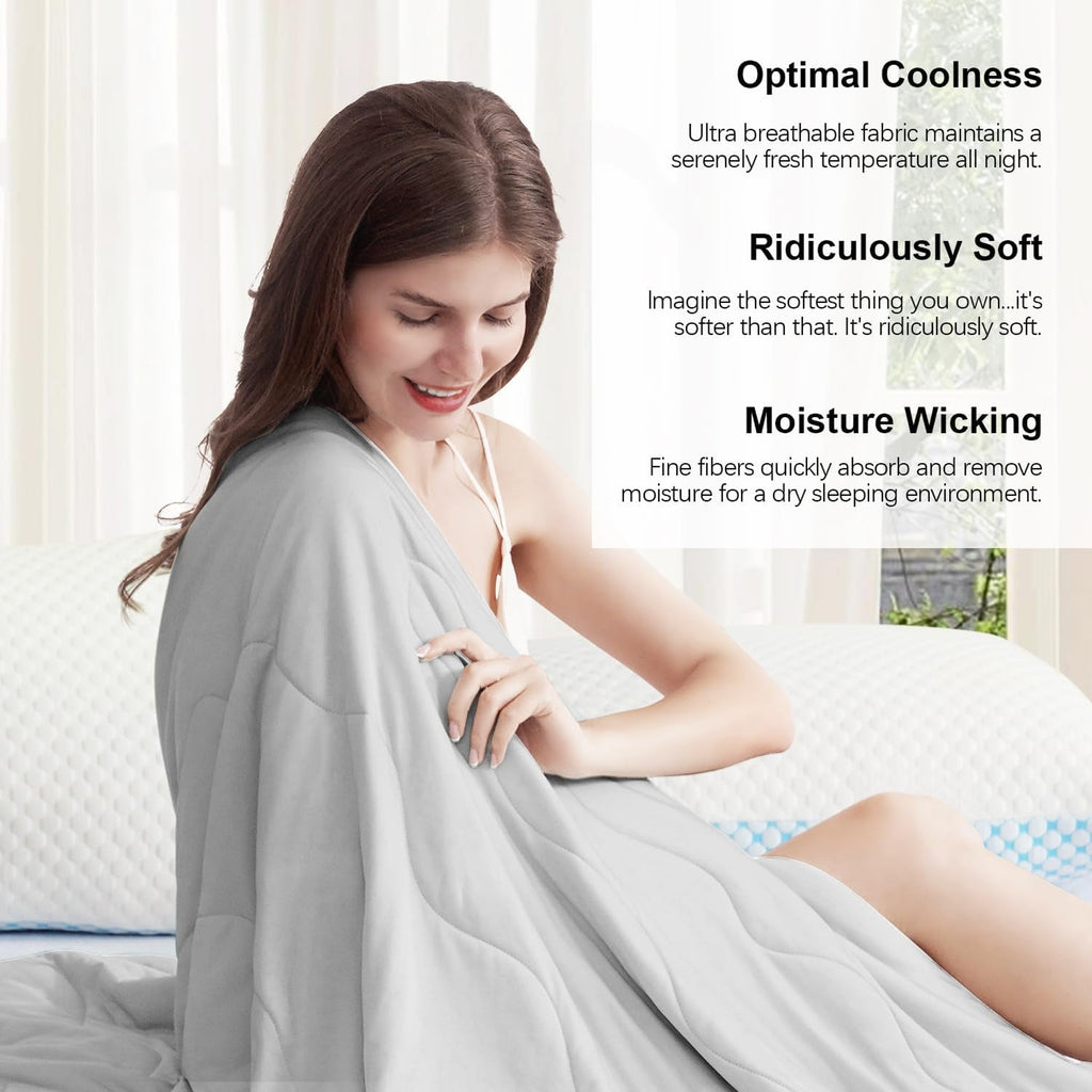 Coperta rinfrescante doppia faccia in tessuto Q-Max per chi soffre il caldo durante il sonno