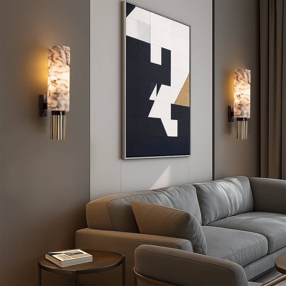 Wandleuchte aus Alabaster und Messing | Ormexis
