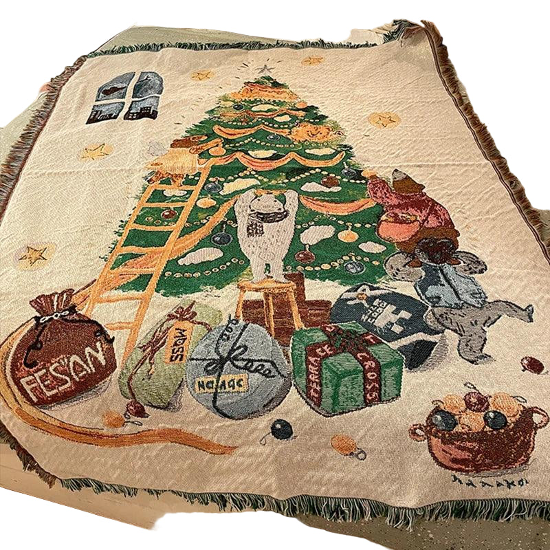 Nussknacker- und Sterne-Weihnachtsdecke aus weichem Fleece für Wärme und Komfort