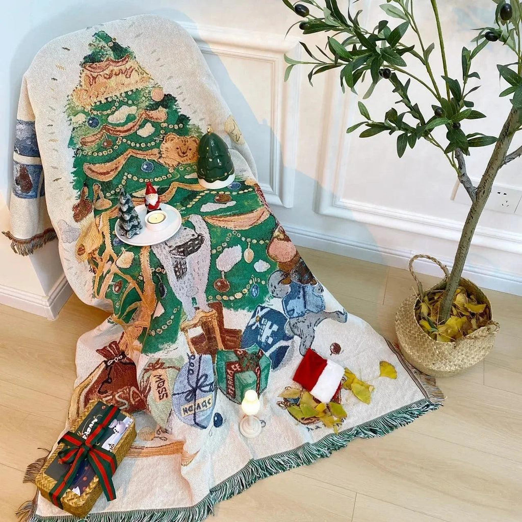 Nussknacker- und Sterne-Weihnachtsdecke aus weichem Fleece für Wärme und Komfort