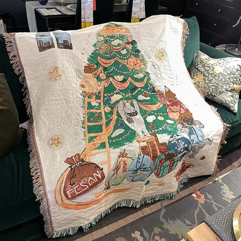 Nussknacker- und Sterne-Weihnachtsdecke aus weichem Fleece für Wärme und Komfort