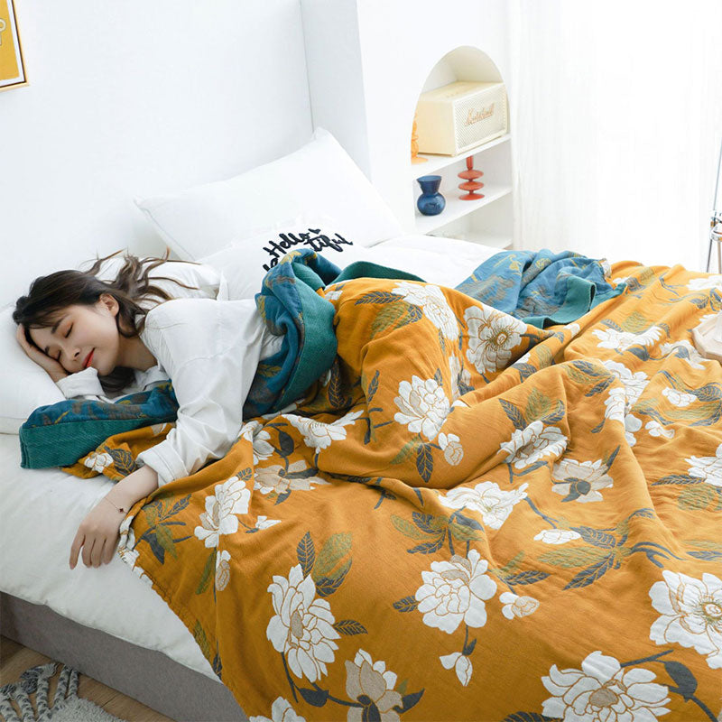 All Season Reversible Boho Floral Yellow Quilt Cotton - Ormexis
