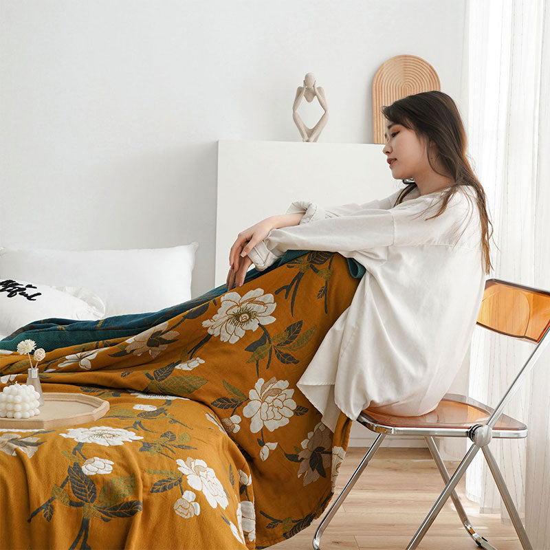All Season Reversible Boho Floral Yellow Quilt Cotton - Ormexis