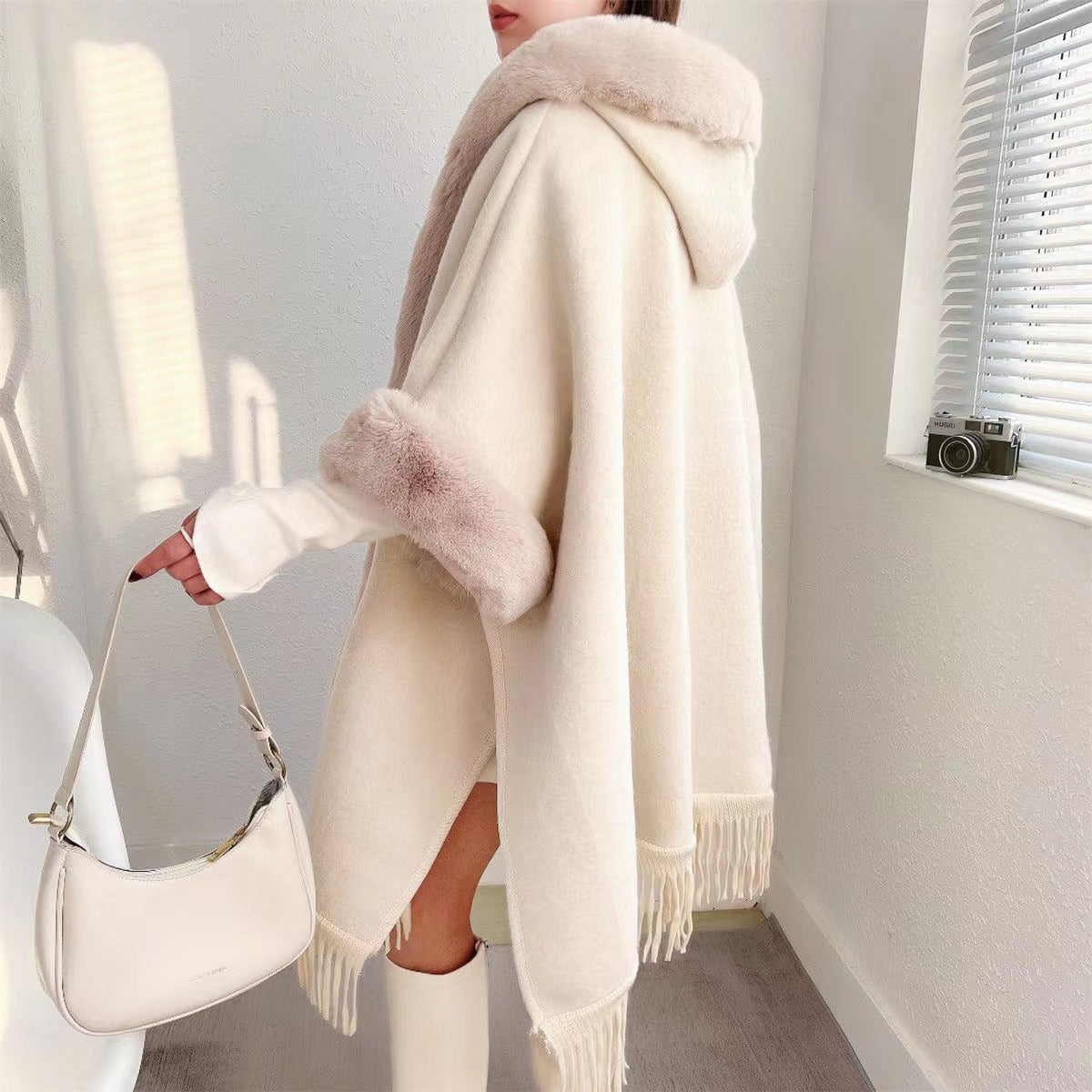 Wearable Silky-Lined Blanket Poncho For Cozy Comfort On Chilly Days
