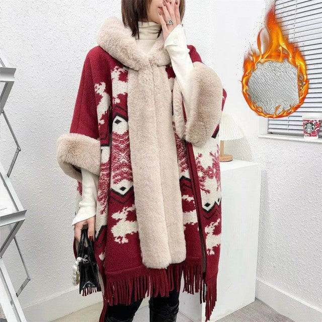 Wearable Silky-Lined Blanket Poncho For Cozy Comfort On Chilly Days