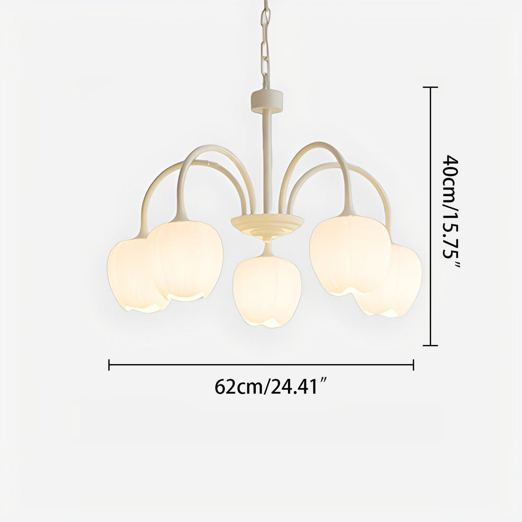Romantic Tulip Chandelier With Matcha Green Finish